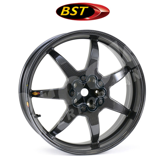 ２０１５年から２０２３年式モデル カワサキ Ｎｉｎｊａ Ｈ２用 BST 7 TEK 17 x 6.0J カーボンファイバーリアホイール１本　BST 7 TEK 17 x 6.0 Rear Wheel - Kawasaki Ninja H2 / H2R (15-23) and Ninja H2 SX / SE / SE+ (18-23) (送料無料)