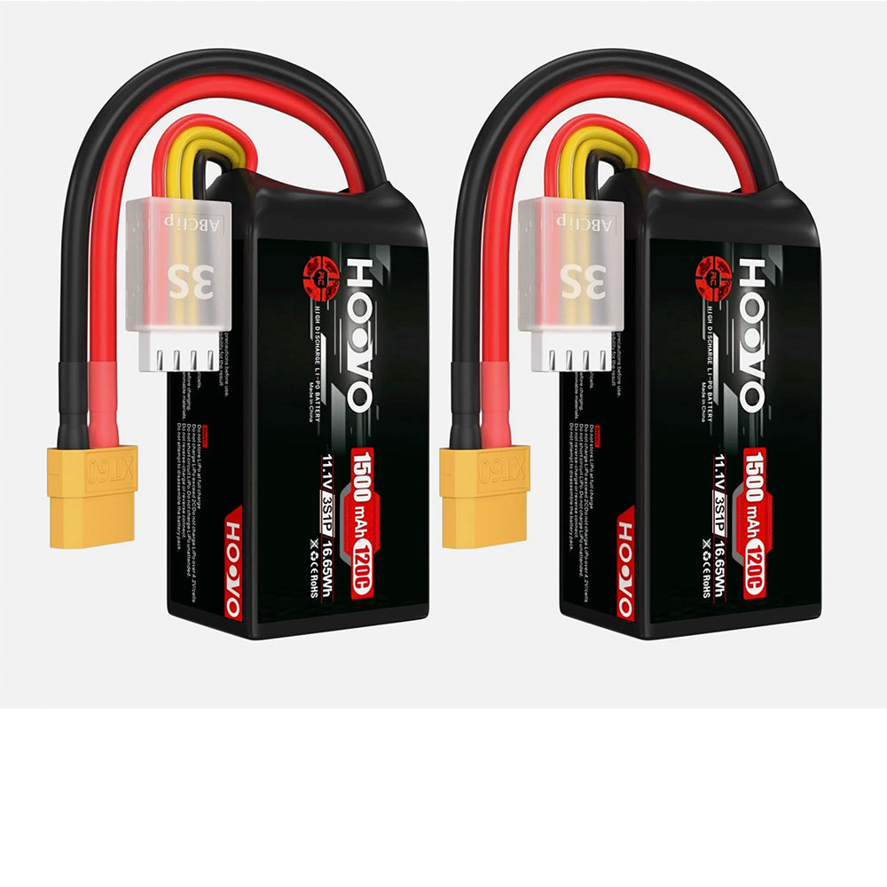 FPVレーシングRCクワッドコプター用 XT60プラグ付き 3S 120C 11.1V 1500mAh LiPoバッテリー２個セット (消費税、送料込み)