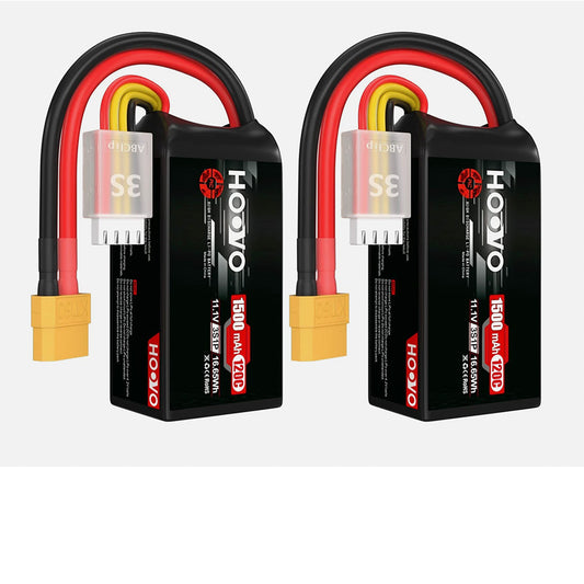 FPVレーシングRCクワッドコプター用 XT60プラグ付き 3S 120C 11.1V 1500mAh LiPoバッテリー２個セット (消費税、送料込み)