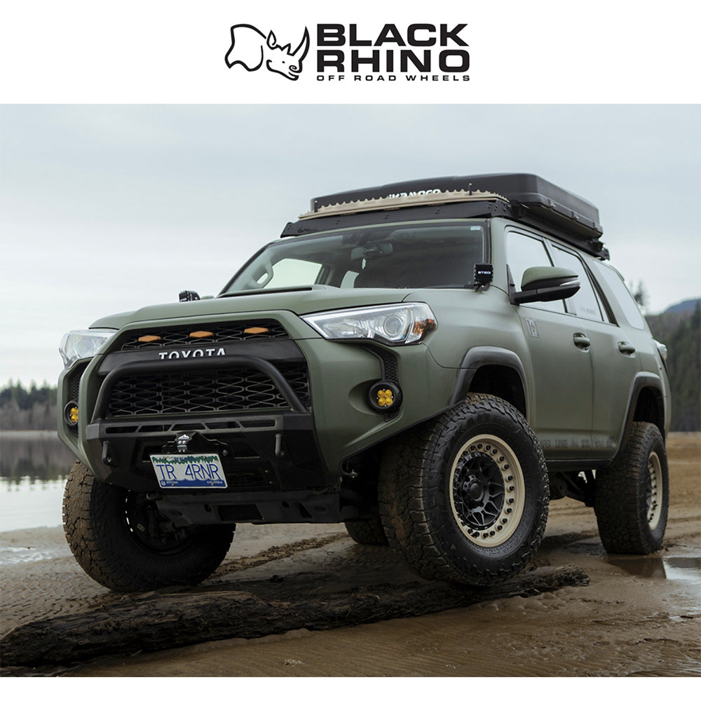 トヨタ ランドクルーザー用ブラックライノ アルファ 18x9J ET 20 フロント、リア マットブラックサンドリップ ホイール４本セット　Black Rhino ALPHA 18X9 6X5.5 106 +20 M-BLK SAND-LP (消費税、送料込み)