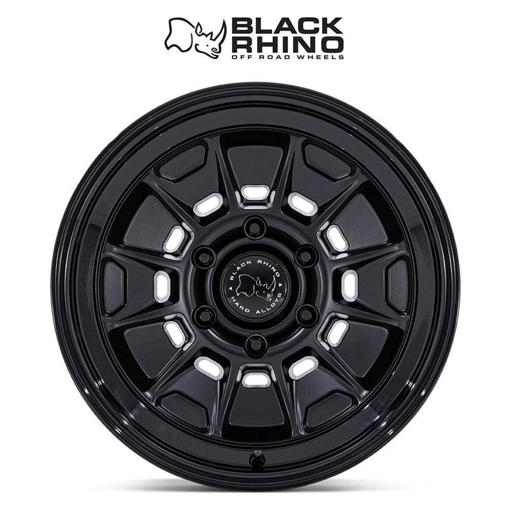 トヨタ ランドクルーザー用ブラックライノ モンド 17x8.5J ET 20 フロント、リア マットブラック／グロスブラックリップ ホイール４本セット　Black Rhino MONDO 17X8.5 6X5.5 106 +20 M-BLK GB-LP (消費税、送料込み)