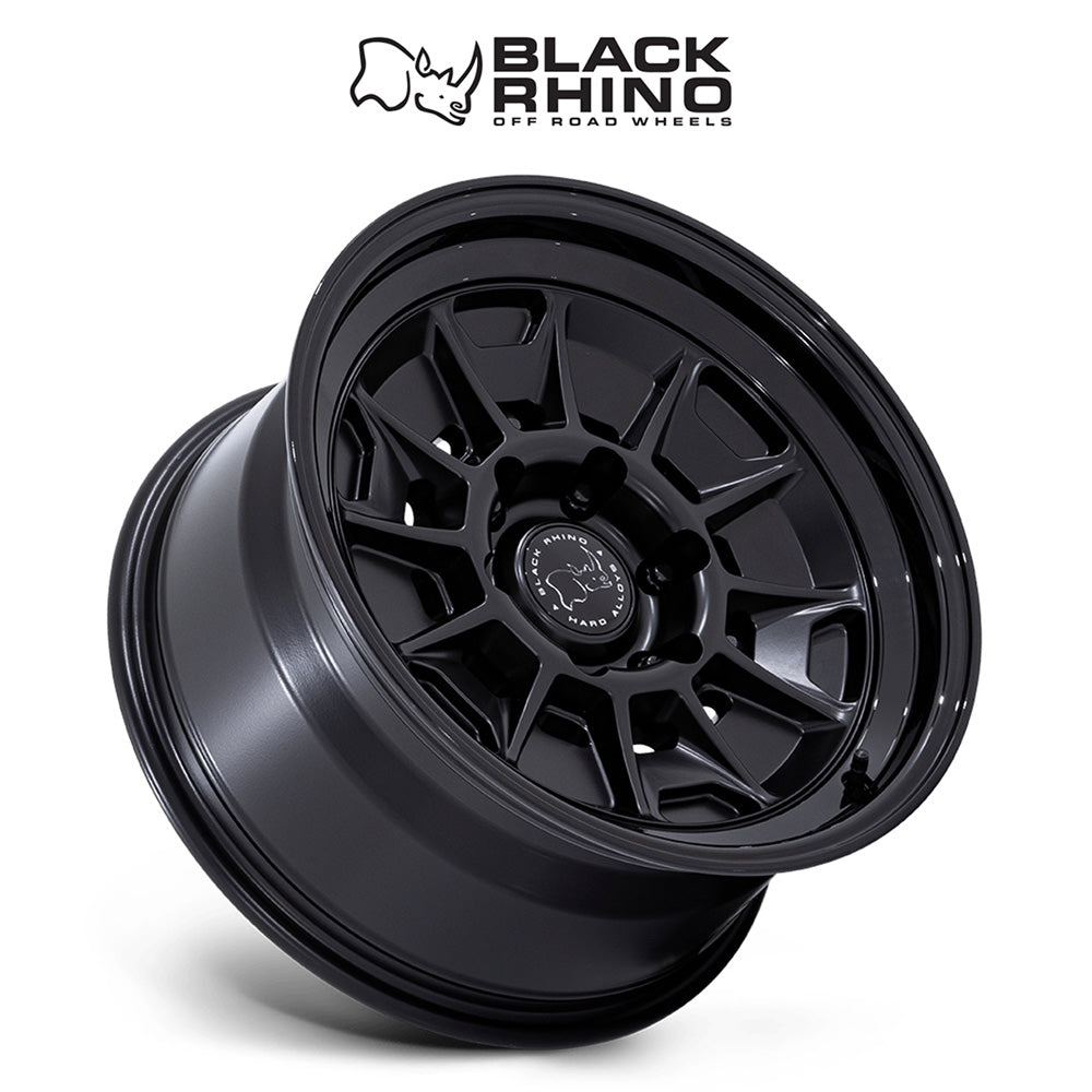 トヨタ ランドクルーザー用ブラックライノ モンド 17x8.5J ET 20 フロント、リア マットブラック／グロスブラックリップ ホイール４本セット　Black Rhino MONDO 17X8.5 6X5.5 106 +20 M-BLK GB-LP (消費税、送料込み)