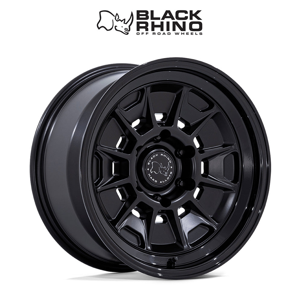 トヨタ ランドクルーザー用ブラックライノ モンド 17x8.5J ET 20 フロント、リア マットブラック／グロスブラックリップ ホイール４本セット　Black Rhino MONDO 17X8.5 6X5.5 106 +20 M-BLK GB-LP (消費税、送料込み)
