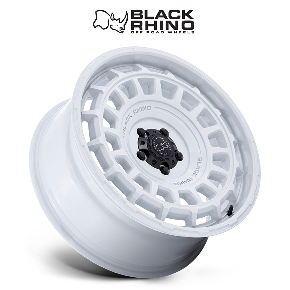 トヨタ ランドクルーザー用ブラックライノ エーウォール 20x8.5J ET 25 フロント、リア グロスホワイト ホイール４本セット　Black Rhino AWOL 20X8.5 6X5.5 106 +25 G-WHT (消費税、送料込み)