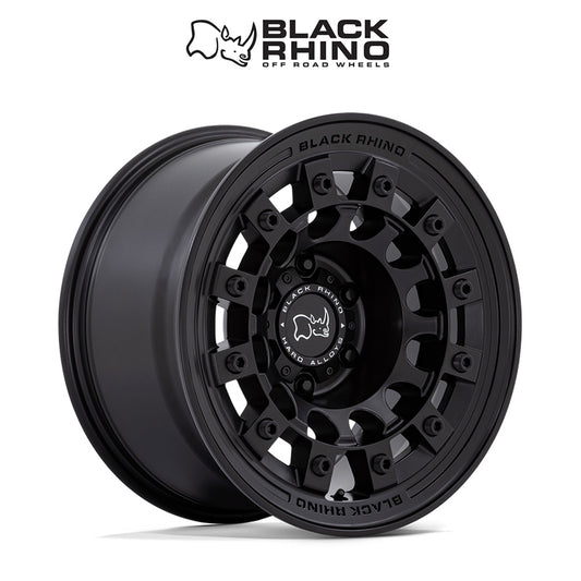 トヨタ ランドクルーザー用ブラックライノ フジ 17x8J ET 20 フロント、リア マットブラック  ホイール４本セット　Black Rhino SOL 17X8 6X5.5 106 +20 G-SLV MCH-FC (消費税、送料込み)