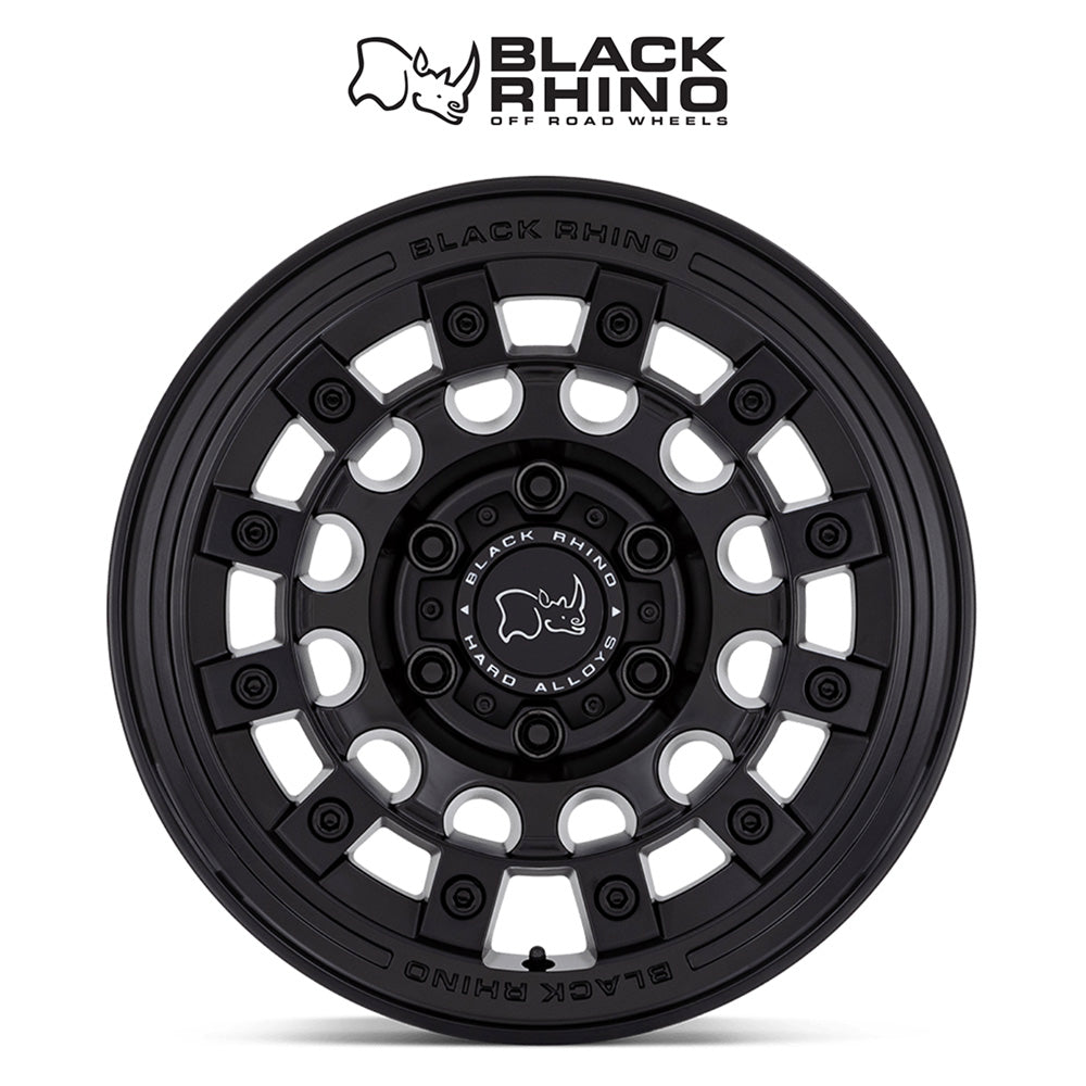 トヨタ ランドクルーザー用ブラックライノ フジ 17x8J ET 20 フロント、リア マットブラック  ホイール４本セット　Black Rhino SOL 17X8 6X5.5 106 +20 G-SLV MCH-FC (消費税、送料込み)
