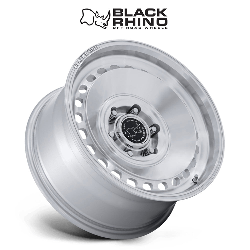 トヨタ ランドクルーザー用ブラックライノ ベイシン 17x8.5J ET 25 フロント、リア グロスシルバーマシンドフェイス ホイール４本セット　Black Rhino BASIN 17X8.5 6X5.5 106 +25 G-SLV-MCH (消費税、送料込み)