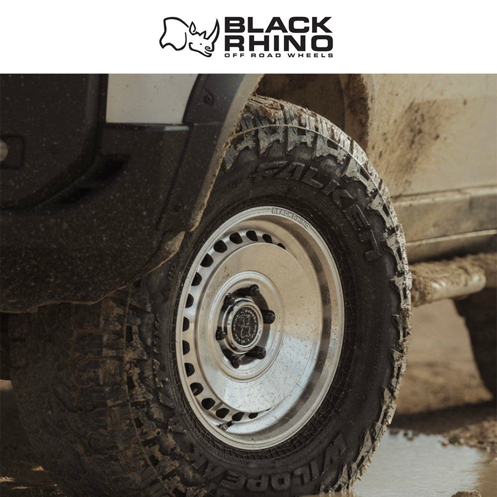 トヨタ ランドクルーザー用ブラックライノ ベイシン 17x8.5J ET 25 フロント、リア グロスシルバーマシンドフェイス ホイール４本セット　Black Rhino BASIN 17X8.5 6X5.5 106 +25 G-SLV-MCH (消費税、送料込み)