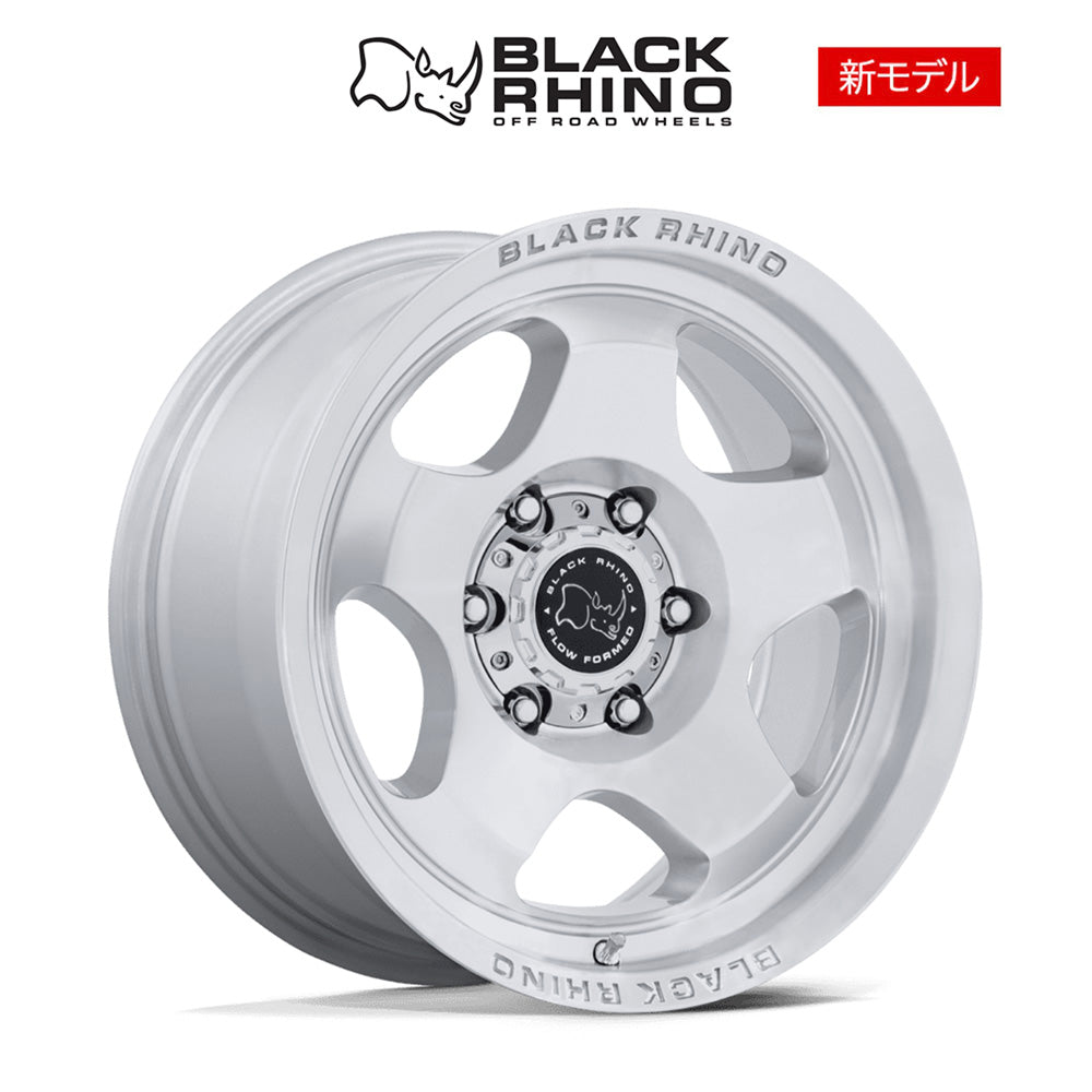 トヨタ ランドクルーザー用ブラックライノ ソル 17x8J ET 20 フロント、リア グロスシルバーマシンドフェイス ホイール４本セット　Black Rhino SOL 17X8 6X5.5 106 +20 G-SLV MCH-FC (消費税、送料込み)