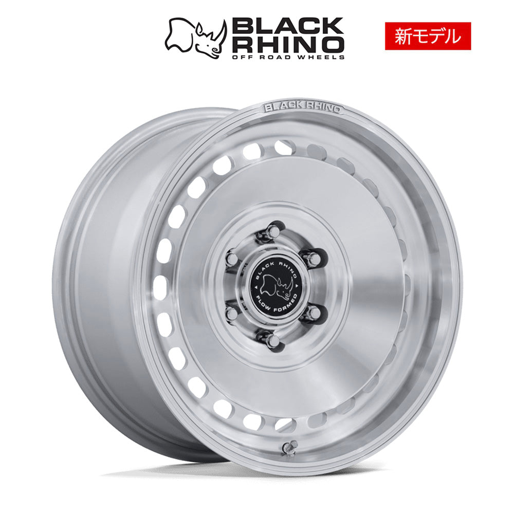 トヨタ ランドクルーザー用ブラックライノ ベイシン 17x8.5J ET 25 フロント、リア グロスシルバーマシンドフェイス ホイール４本セット　Black Rhino BASIN 17X8.5 6X5.5 106 +25 G-SLV-MCH (消費税、送料込み)