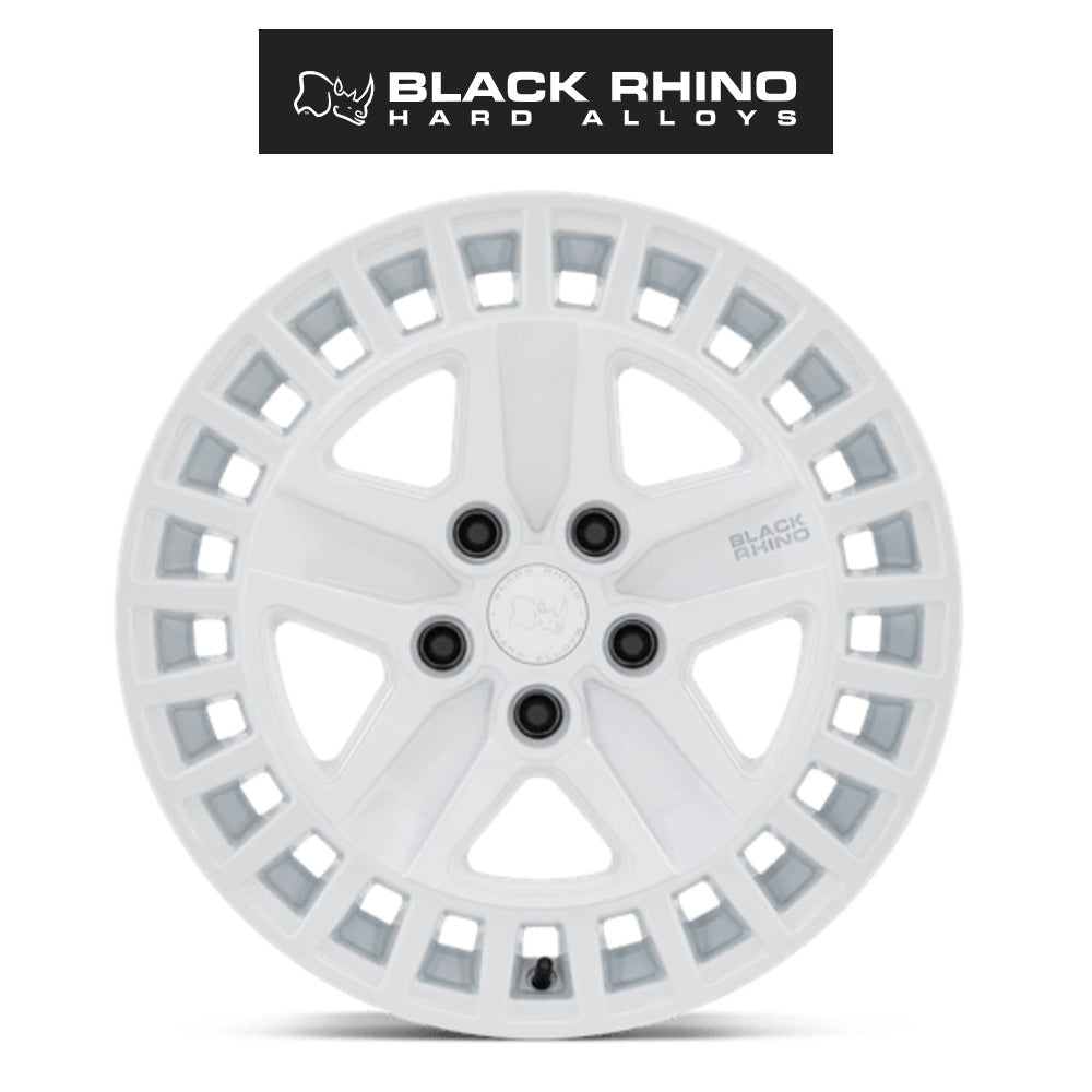ランドローバー ディフェンダー１１０ (Land Rover Defender 110)用ブラックライノ アルストン 18x8.5J グロスホワイトホイール４本セット Black Rhino Alston BR005 18X8.5 5X120 G-WHT 25MM (送料無料)
