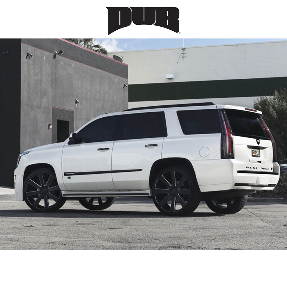 キャデラック エスカレード用 ダブ エイトボール 22x9.5J ET 20 フロント、リア マットブラックミルド ホイール４本セット (消費税、送料込み)  SKU S187229577+20 8-BALL 22X9.5 6X5.5 78.1 NBD +20