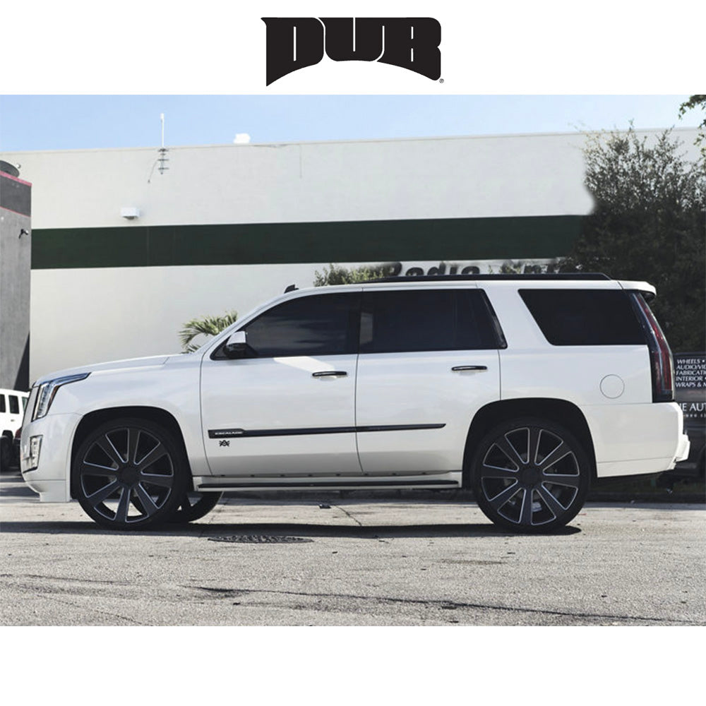 キャデラック エスカレード用 ダブ エイトボール 22x9.5J ET 20 フロント、リア マットブラックミルド ホイール４本セット (消費税、送料込み)  SKU S187229577+20 8-BALL 22X9.5 6X5.5 78.1 NBD +20