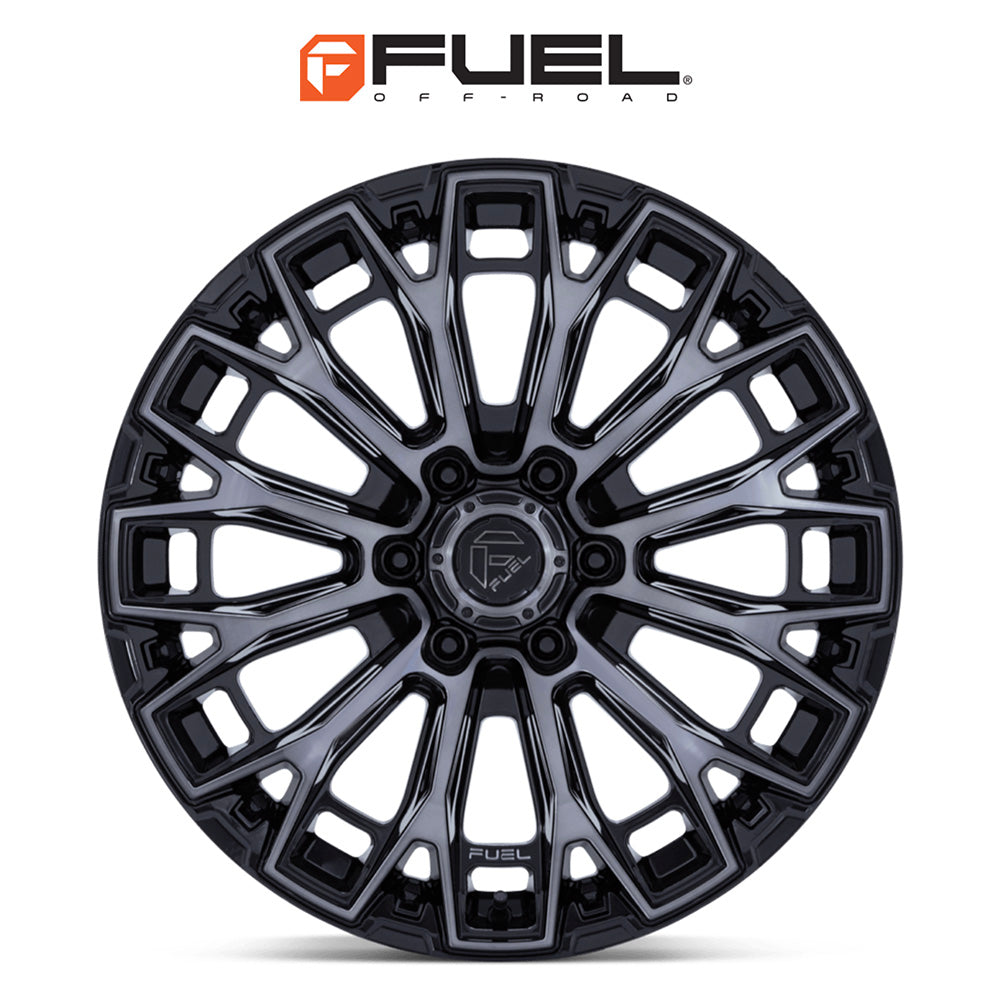 トヨタ ランドクルーザー用  フューエル トラックス 20x9J ET 20 フロント、リア グロスブラック マシニング加工フェイスダークティント ホイール４本セット　Fuel TRAX 20X9 6X5.5 106 +20 G-BLK MF-DTCC (消費税、送料込み)