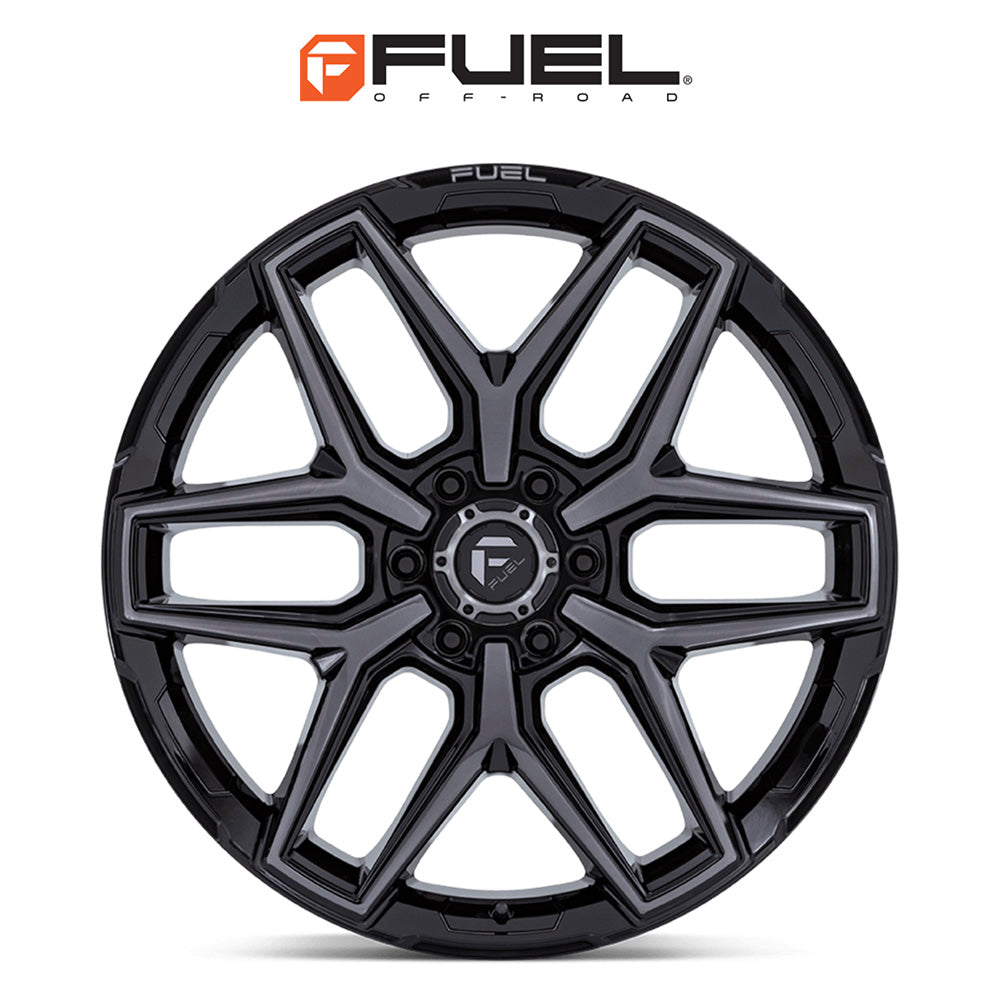 トヨタ ランドクルーザー用  フューエル フラックス 18x9J ET 20 フロント、リア グロスブラックブラッシュドフェイス グレー ダブルダークティント ホイール４本セット　Fuel FLUX 18X9 6X5.5 106 +20 G-BLK GTCC (消費税、送料込み)