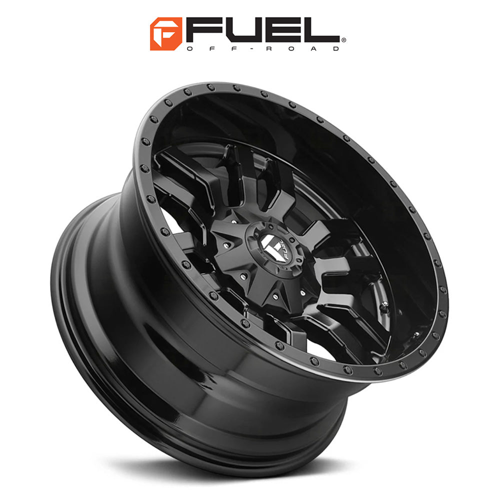 トヨタ ランドクルーザー用 フューエル スレッジ 18x9J ET 19 フロント、リア マットブラックグロスブラックリップ ホイール４本セット　Fuel SLEDGE 18X9 6X135/5.5 106.1 MBG +19 (消費税、送料込み)