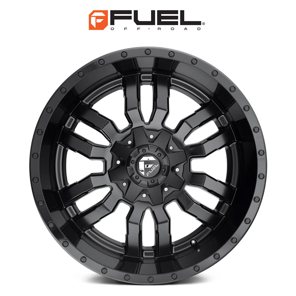 トヨタ ランドクルーザー用 フューエル スレッジ 18x9J ET 19 フロント、リア マットブラックグロスブラックリップ ホイール４本セット　Fuel SLEDGE 18X9 6X135/5.5 106.1 MBG +19 (消費税、送料込み)
