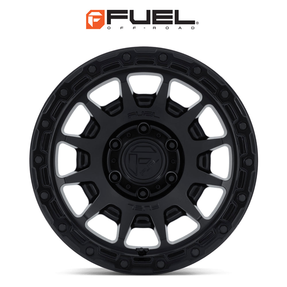トヨタ ランドクルーザー用 フューエル フォートレス 18x9J ET 20 フロント、リア マットブラックグロスブラックリップ ホイール４本セット　Fuel FORTRESS 18X9 6X5.5 106 +20 M-BLK G-BLK (消費税、送料込み)