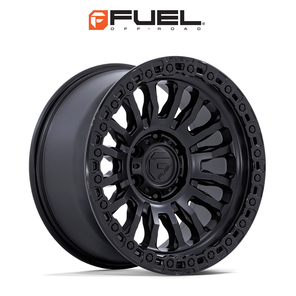 トヨタ ランドクルーザー用 フューエル リンコン 17x9J ET 25 フロント、リア マットブラック グロスブラックリップ ホイール４本セット　Fuel RINCON 17X9 6X5.5 106 +25 M-BLK G-BLK (消費税、送料込み)