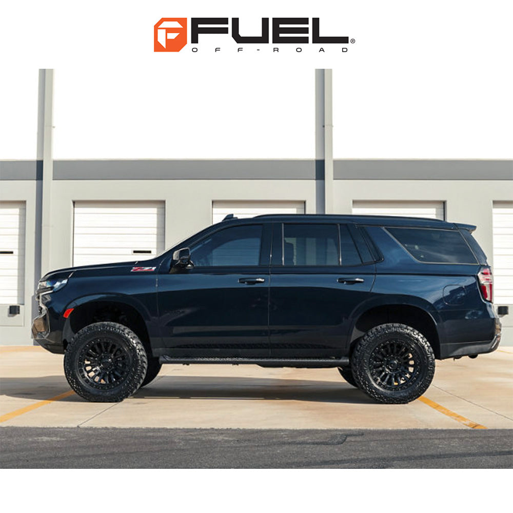 トヨタ ランドクルーザー用 フューエル リンコン 17x9J ET 25 フロント、リア マットブラック グロスブラックリップ ホイール４本セット　Fuel RINCON 17X9 6X5.5 106 +25 M-BLK G-BLK (消費税、送料込み)