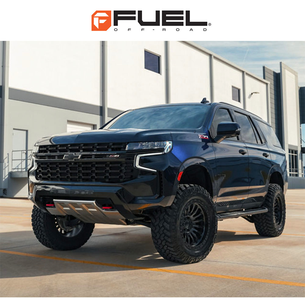 トヨタ ランドクルーザー用 フューエル リンコン 17x9J ET 25 フロント、リア マットブラック グロスブラックリップ ホイール４本セット　Fuel RINCON 17X9 6X5.5 106 +25 M-BLK G-BLK (消費税、送料込み)