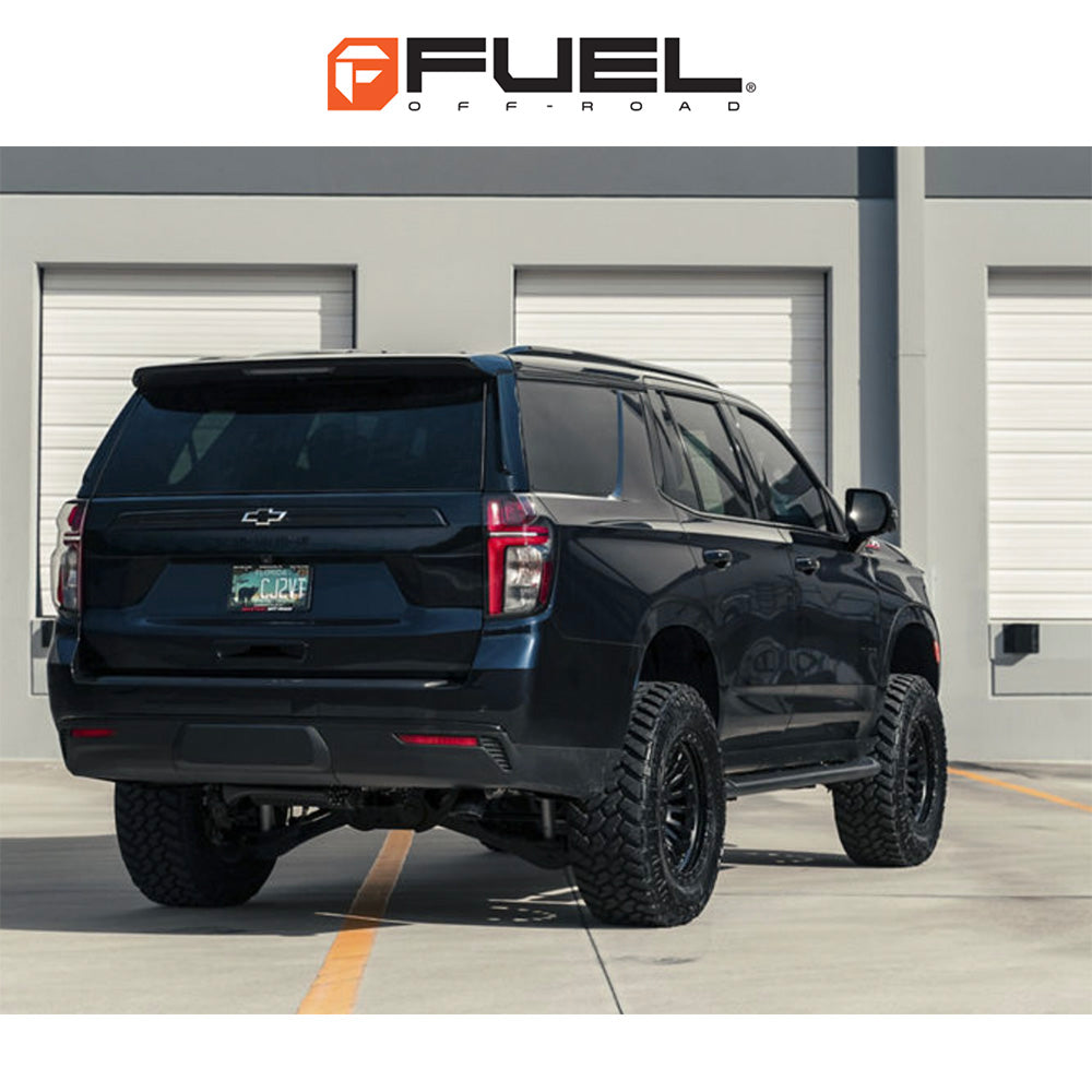 トヨタ ランドクルーザー用 フューエル リンコン 17x9J ET 25 フロント、リア マットブラック グロスブラックリップ ホイール４本セット　Fuel RINCON 17X9 6X5.5 106 +25 M-BLK G-BLK (消費税、送料込み)