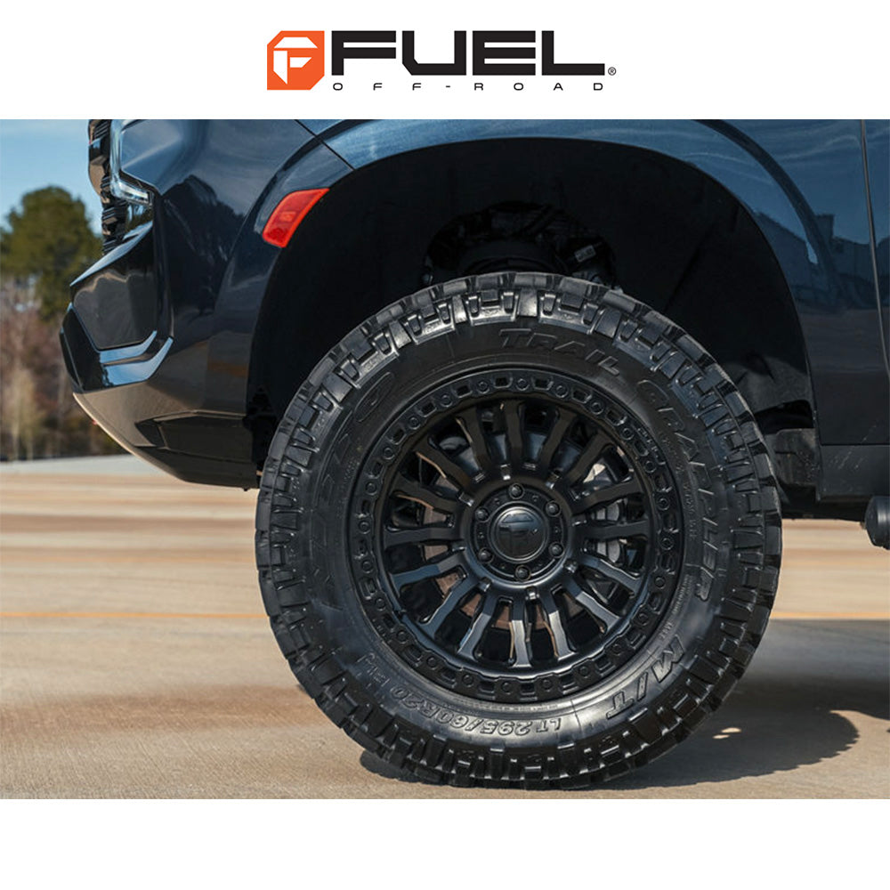 トヨタ ランドクルーザー用 フューエル リンコン 17x9J ET 25 フロント、リア マットブラック グロスブラックリップ ホイール４本セット　Fuel RINCON 17X9 6X5.5 106 +25 M-BLK G-BLK (消費税、送料込み)