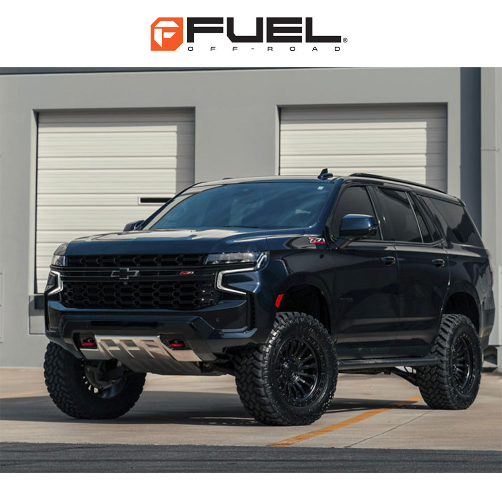 トヨタ ランドクルーザー用 フューエル リンコン 17x9J ET 25 フロント、リア マットブラック グロスブラックリップ ホイール４本セット　Fuel RINCON 17X9 6X5.5 106 +25 M-BLK G-BLK (消費税、送料込み)