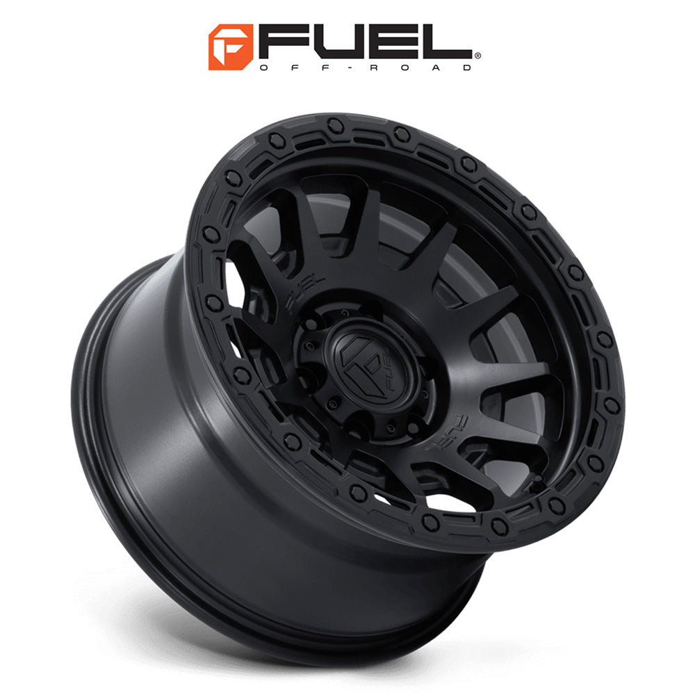 トヨタ ランドクルーザー用 フューエル フォートレス 18x9J ET 20 フロント、リア マットブラックグロスブラックリップ ホイール４本セット　Fuel FORTRESS 18X9 6X5.5 106 +20 M-BLK G-BLK (消費税、送料込み)