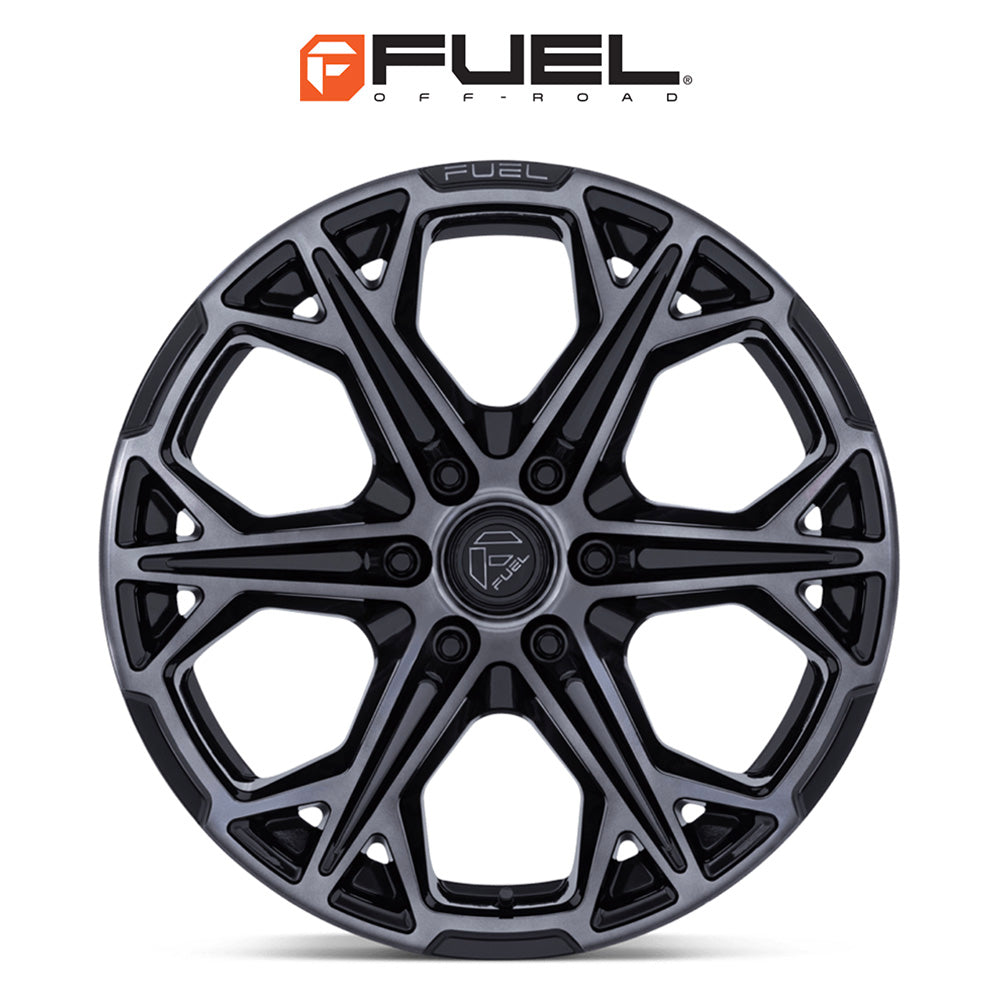 トヨタ ランドクルーザー用  フューエル ハンマーヘッド 20x9J ET 20 フロント、リア グロスブラック ダブルダークティントクリアー仕上げ ホイール４本セット　Fuel HAMMERHEAD 20X9 6X5.5 106 +20 G-BLK DDT (消費税、送料込み)