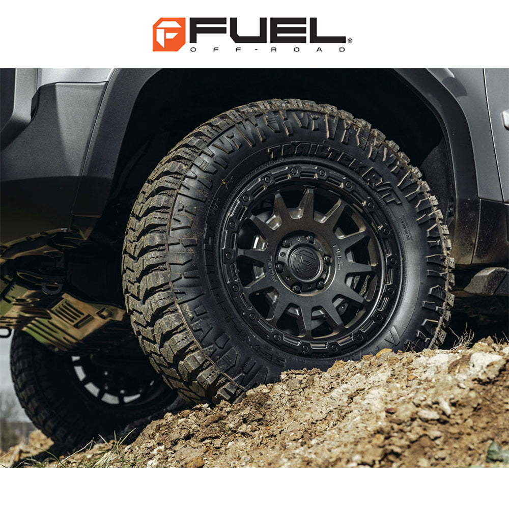 トヨタ ランドクルーザー用 フューエル フォートレス 18x9J ET 20 フロント、リア マットブラックグロスブラックリップ ホイール４本セット　Fuel FORTRESS 18X9 6X5.5 106 +20 M-BLK G-BLK (消費税、送料込み)