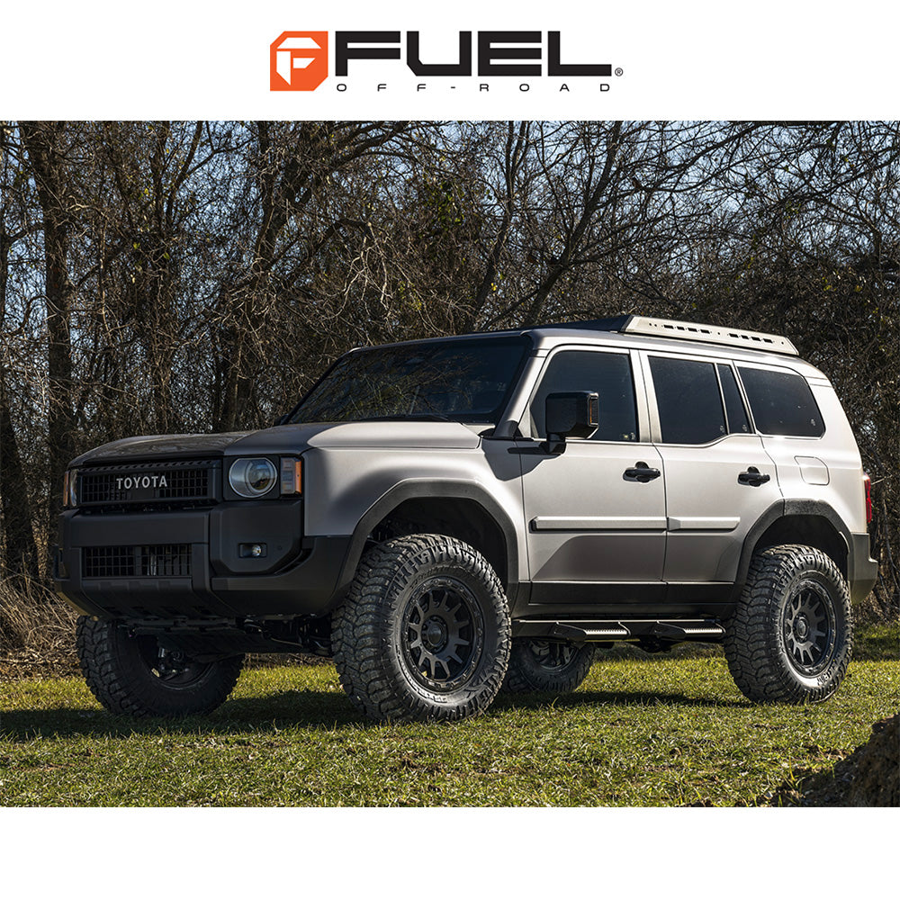 トヨタ ランドクルーザー用 フューエル フォートレス 18x9J ET 20 フロント、リア マットブラックグロスブラックリップ ホイール４本セット　Fuel FORTRESS 18X9 6X5.5 106 +20 M-BLK G-BLK (消費税、送料込み)