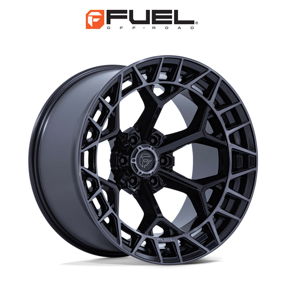 トヨタ ランドクルーザー用  フューエル チャージャー 20x9J ET 20 フロント、リア グロスブラック ブラッシュド ダブルダークティント ホイール４本セット　Fuel CHARGER 20X9 6X5.5 106 +20 G-BLK BRS-DDT (消費税、送料込み)