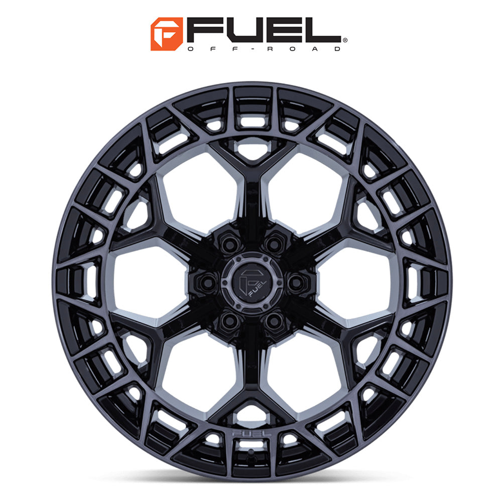 トヨタ ランドクルーザー用  フューエル チャージャー 20x9J ET 20 フロント、リア グロスブラック ブラッシュド ダブルダークティント ホイール４本セット　Fuel CHARGER 20X9 6X5.5 106 +20 G-BLK BRS-DDT (消費税、送料込み)