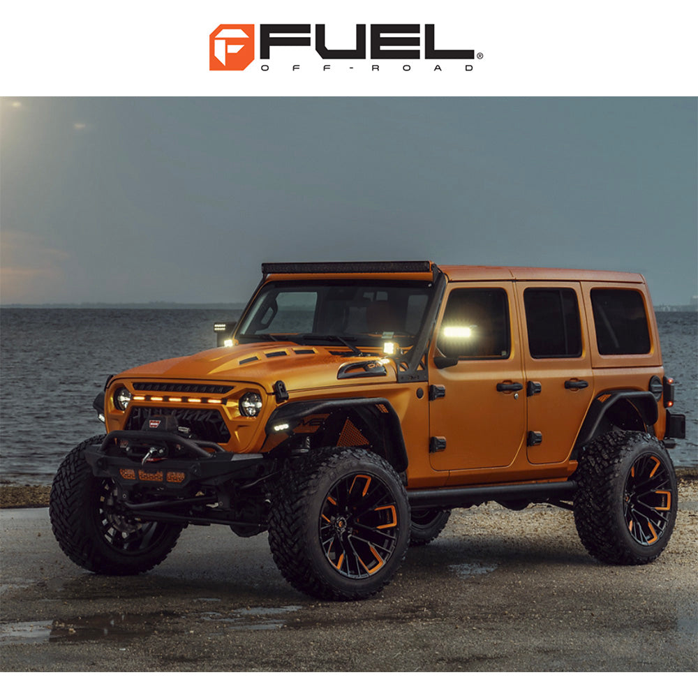 トヨタ ランドクルーザー用 フューエル リーバー 20x9J ET 20 フロント、リア グロスブラックミルド ホイール４本セット　Fuel REBAR 20X9 6X5.5 106 NBL +20 (消費税、送料込み)
