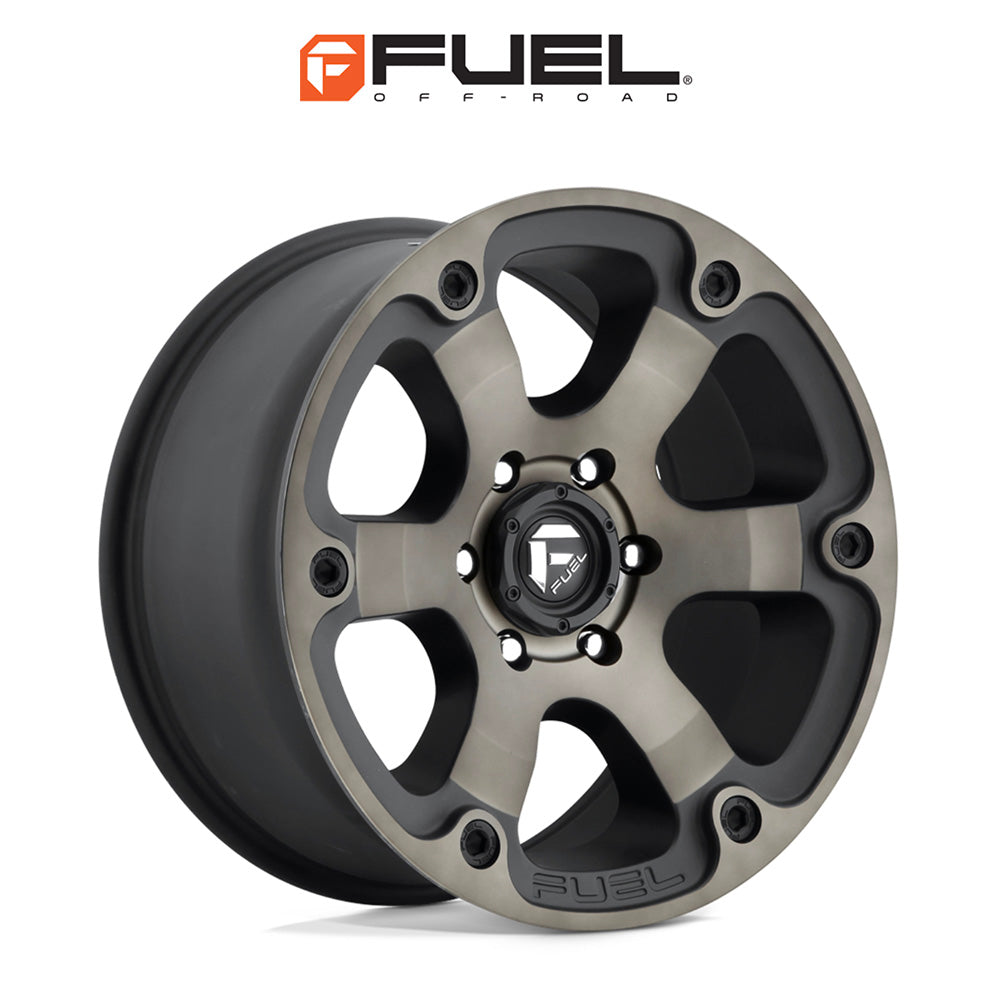 トヨタ ランドクルーザー用 フューエル ビースト 18x9J ET 19 フロント、リア マットブラック ダブルダークティント ホイール４本セット　Fuel BEAST 18X9 6X5.5 106.1 MBT +19 (消費税、送料込み)