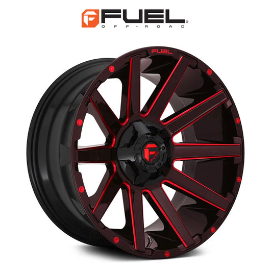 トヨタ ランドクルーザー用 フューエル コントラ 20x9J ET 20 フロント、リア グロスブラック レッド ティンテッドクリア ホイール４本セット　Fuel CONTRA 20X9 6X135/5.5 106.1 NLQ +20 (消費税、送料込み)