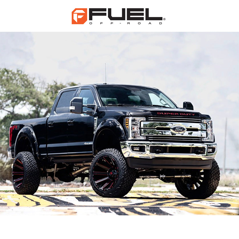 トヨタ ランドクルーザー用 フューエル コントラ 20x9J ET 20 フロント、リア グロスブラック レッド ティンテッドクリア ホイール４本セット　Fuel CONTRA 20X9 6X135/5.5 106.1 NLQ +20 (消費税、送料込み)