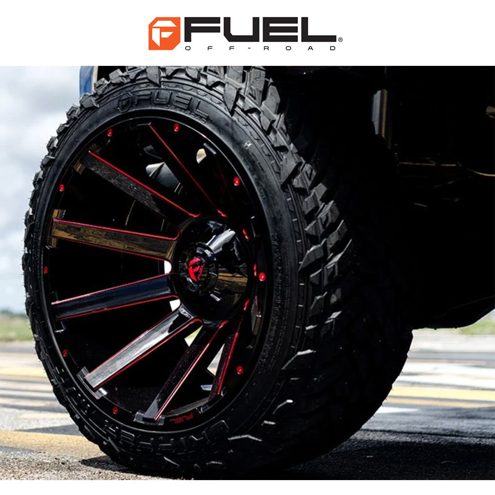 トヨタ ランドクルーザー用 フューエル コントラ 20x9J ET 20 フロント、リア グロスブラック レッド ティンテッドクリア ホイール４本セット　Fuel CONTRA 20X9 6X135/5.5 106.1 NLQ +20 (消費税、送料込み)