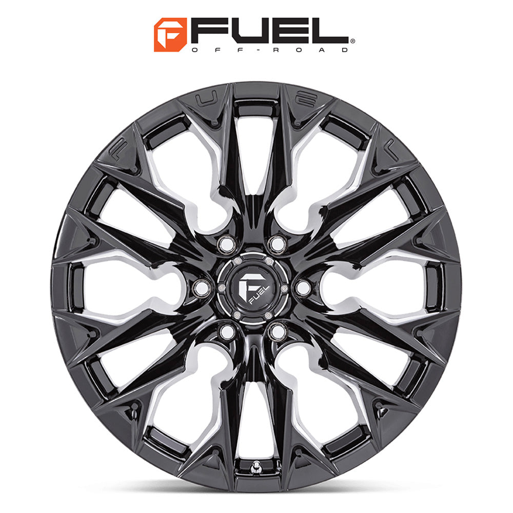 トヨタ ランドクルーザー用 フューエル フレイム 20x9J ET 20 フロント、リア グロスブラックミルド ホイール４本セット　Fuel FLAME 20X9 6X5.5 106 NBL +20 (消費税、送料込み)