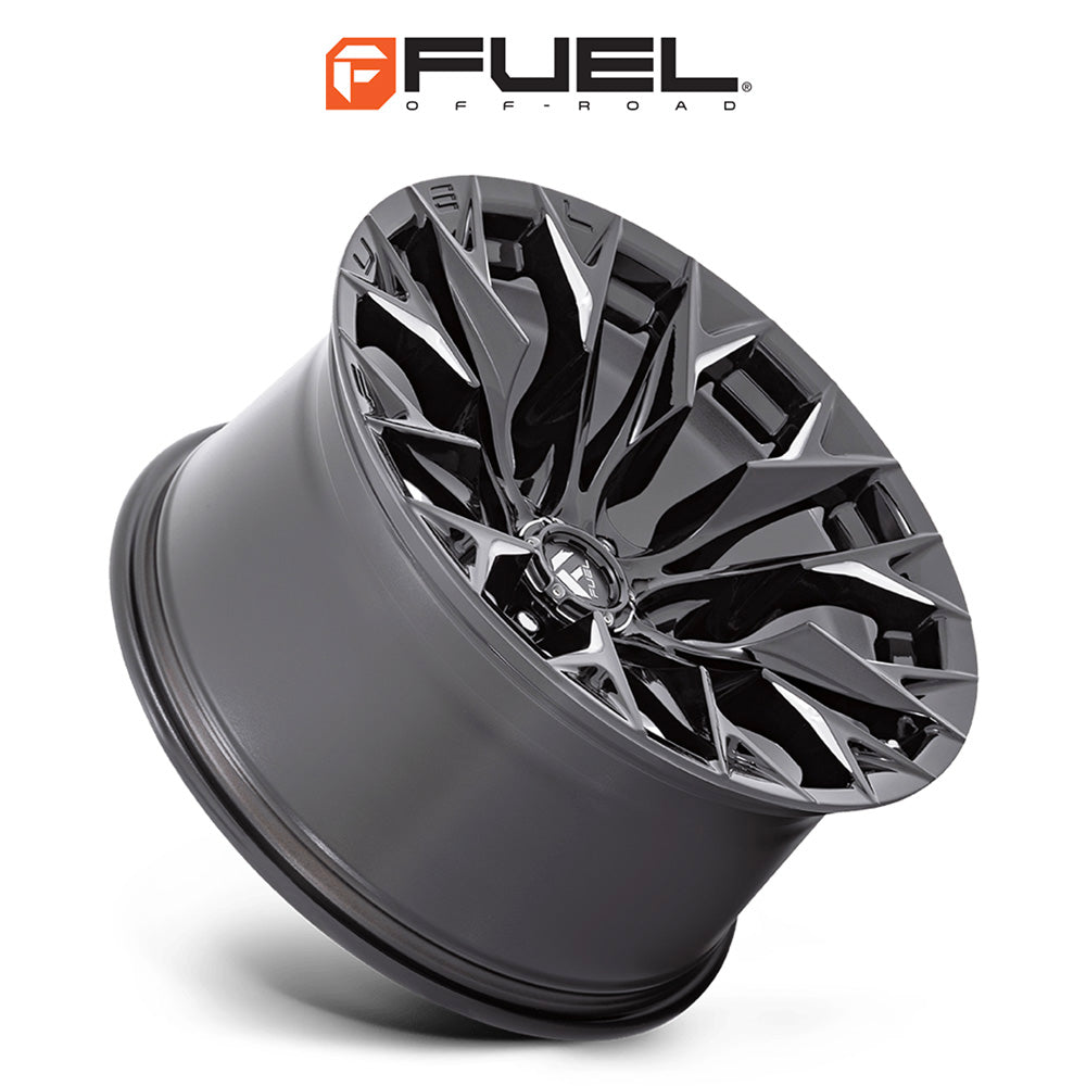 トヨタ ランドクルーザー用 フューエル フレイム 20x9J ET 20 フロント、リア グロスブラックミルド ホイール４本セット　Fuel FLAME 20X9 6X5.5 106 NBL +20 (消費税、送料込み)