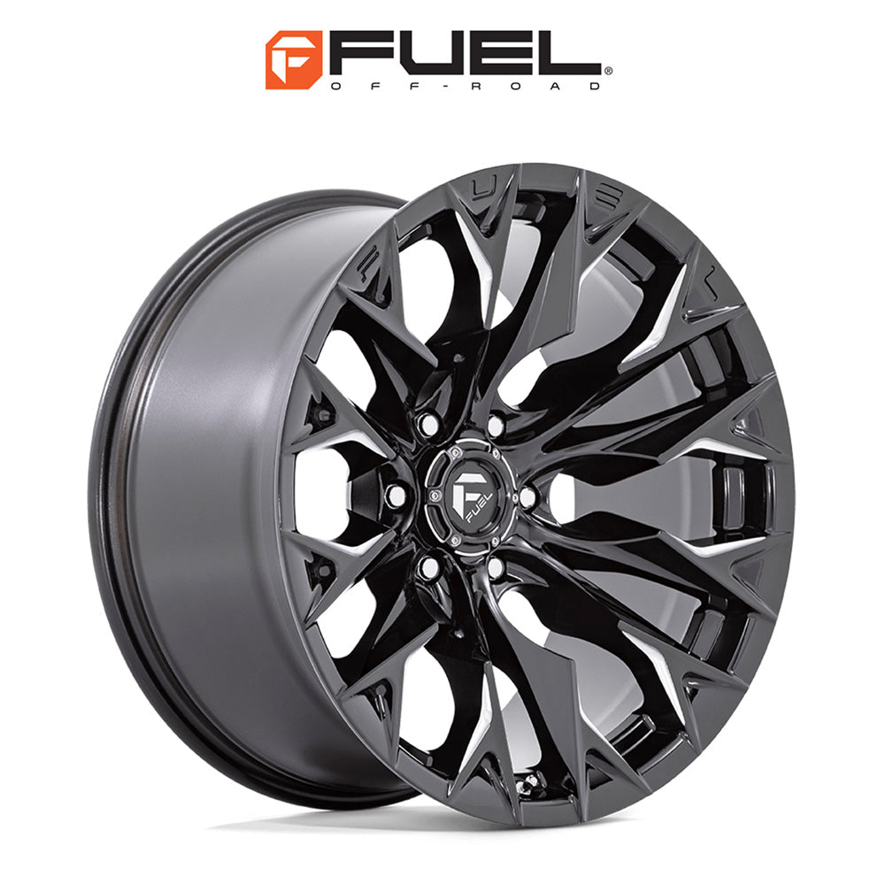 トヨタ ランドクルーザー用 フューエル フレイム 20x9J ET 20 フロント、リア グロスブラックミルド ホイール４本セット　Fuel FLAME 20X9 6X5.5 106 NBL +20 (消費税、送料込み)