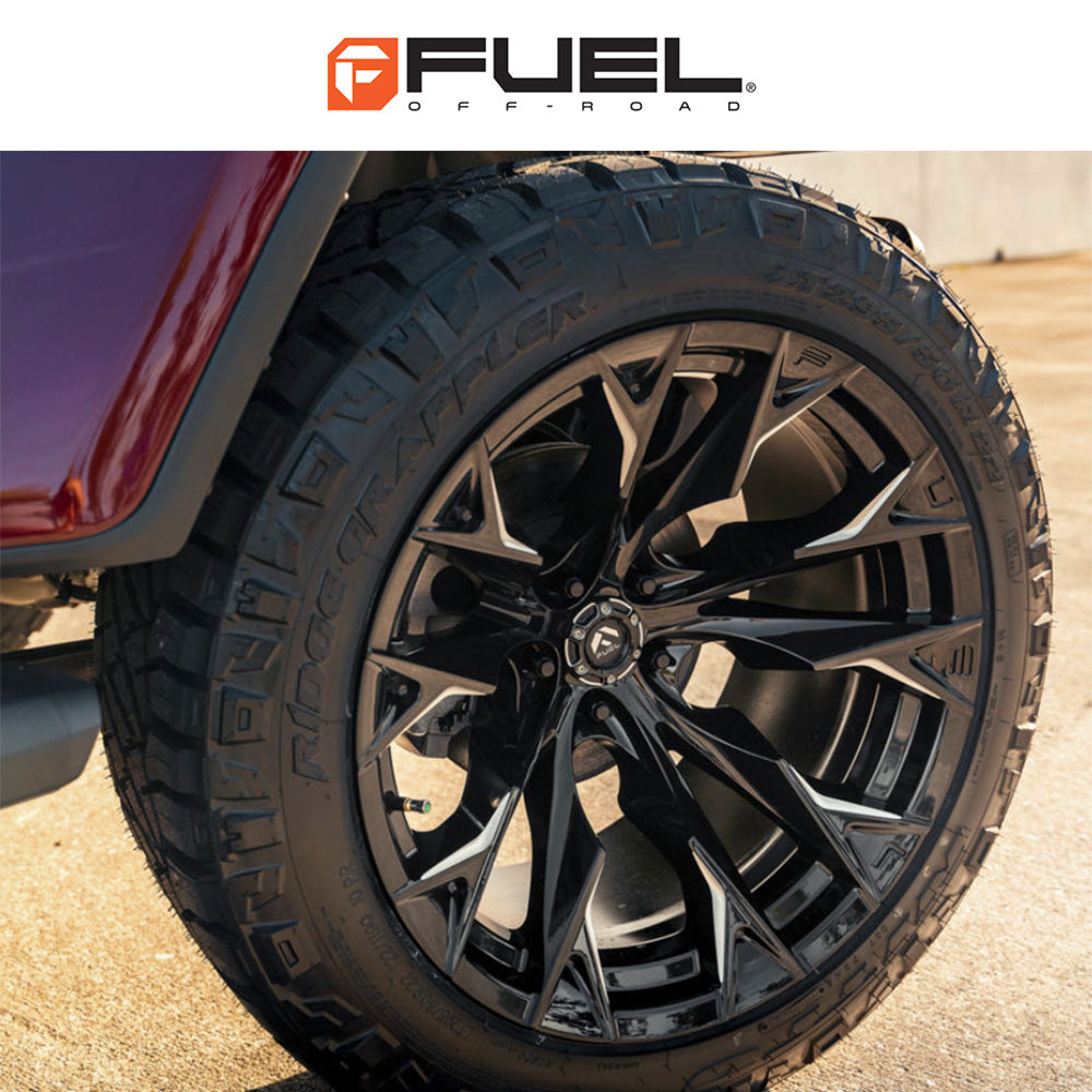 トヨタ ランドクルーザー用 フューエル フレイム 20x9J ET 20 フロント、リア グロスブラックミルド ホイール４本セット　Fuel FLAME 20X9 6X5.5 106 NBL +20 (消費税、送料込み)