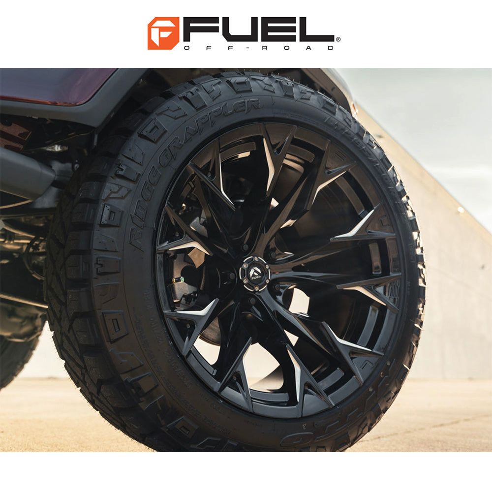 トヨタ ランドクルーザー用 フューエル フレイム 20x9J ET 20 フロント、リア グロスブラックミルド ホイール４本セット　Fuel FLAME 20X9 6X5.5 106 NBL +20 (消費税、送料込み)