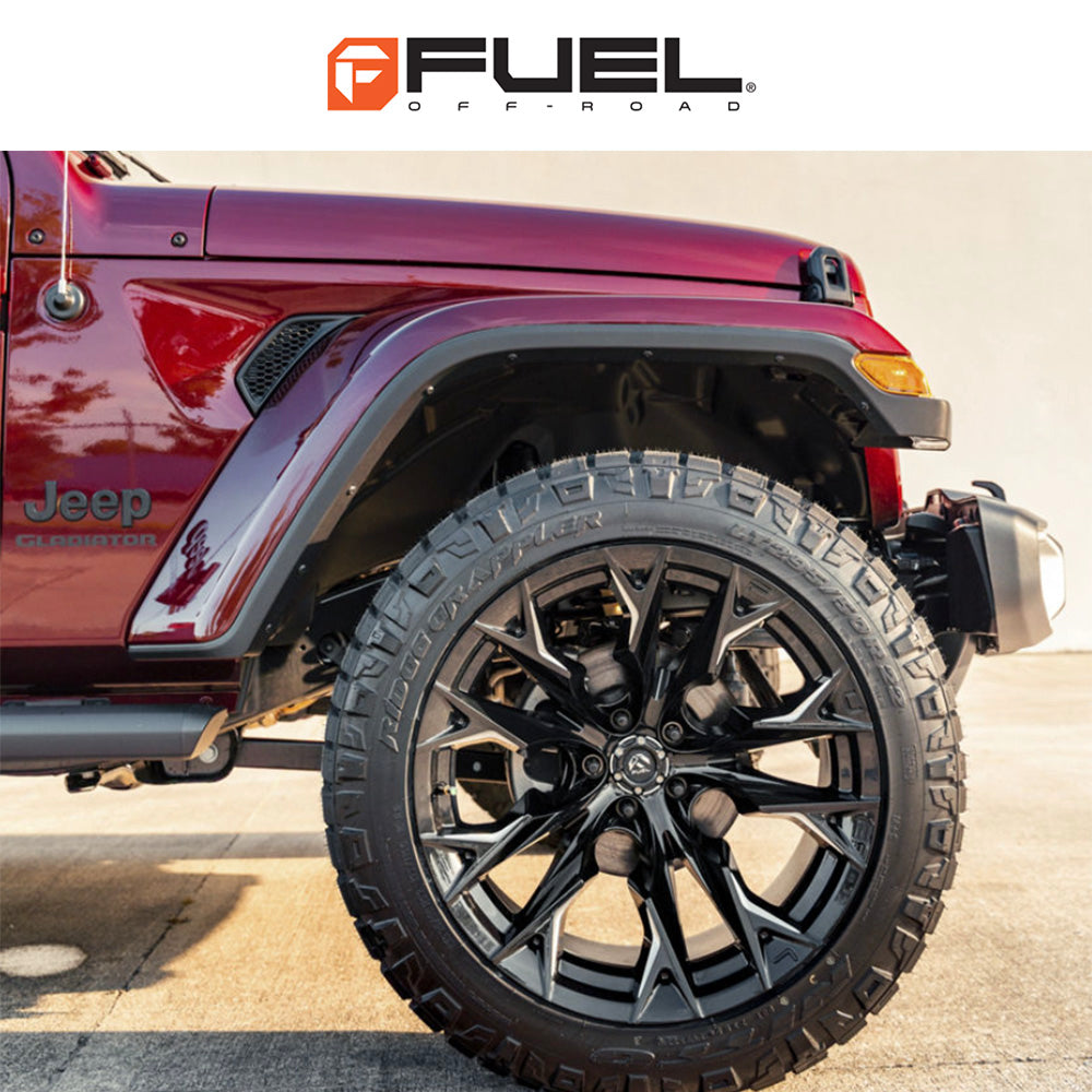 トヨタ ランドクルーザー用 フューエル フレイム 20x9J ET 20 フロント、リア グロスブラックミルド ホイール４本セット　Fuel FLAME 20X9 6X5.5 106 NBL +20 (消費税、送料込み)