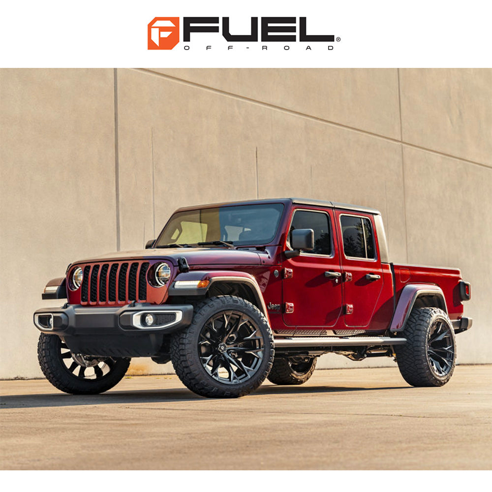 トヨタ ランドクルーザー用 フューエル フレイム 20x9J ET 20 フロント、リア グロスブラックミルド ホイール４本セット　Fuel FLAME 20X9 6X5.5 106 NBL +20 (消費税、送料込み)
