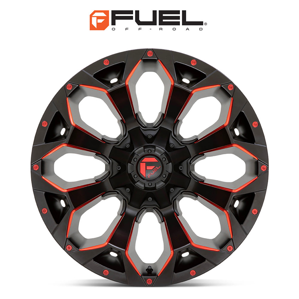 トヨタ ランドクルーザー用 フューエル アサルト 20x9J ET 19 フロント、リア マットブラック レッドミルド ホイール４本セット　Fuel ASSAULT 20X9 6X135/5.5 106.1 MBQ 19MM (消費税、送料込み)