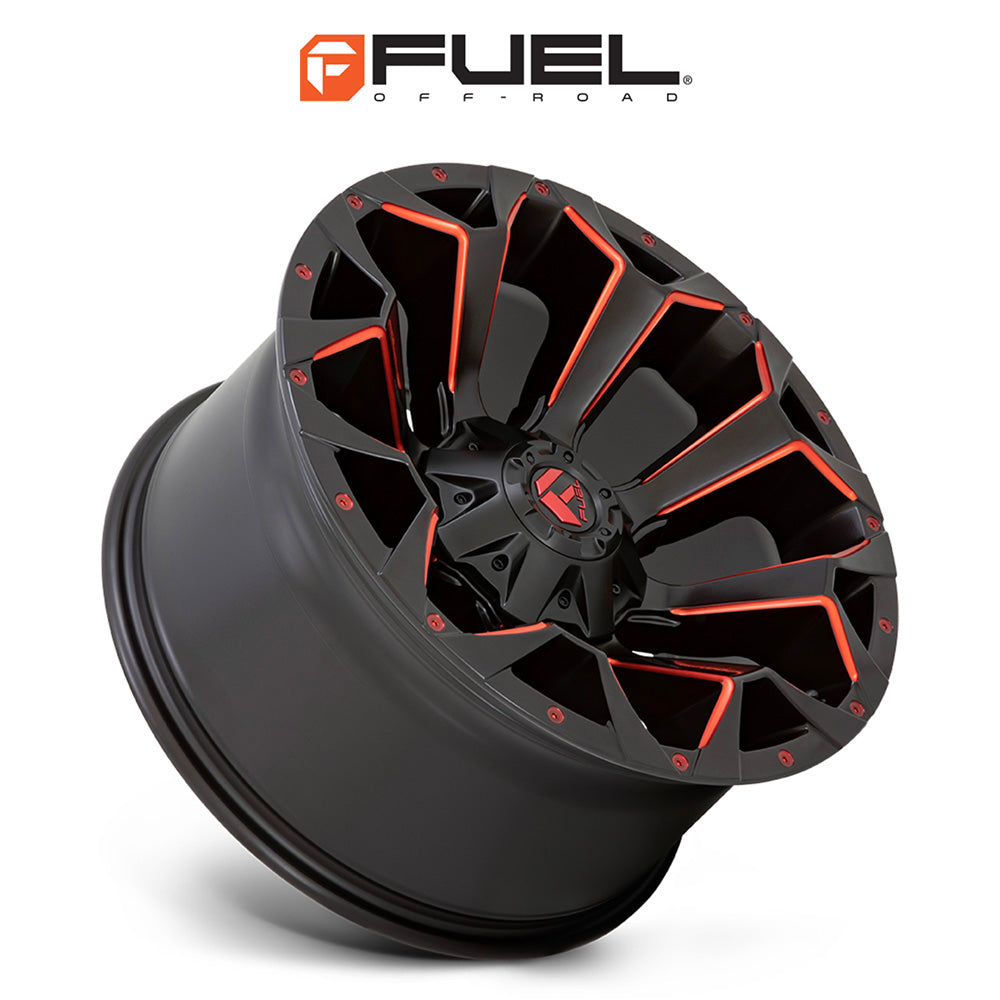 トヨタ ランドクルーザー用 フューエル アサルト 20x9J ET 19 フロント、リア マットブラック レッドミルド ホイール４本セット　Fuel ASSAULT 20X9 6X135/5.5 106.1 MBQ 19MM (消費税、送料込み)