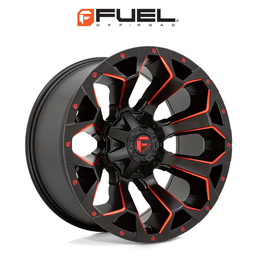 トヨタ ランドクルーザー用 フューエル アサルト 20x9J ET 19 フロント、リア マットブラック レッドミルド ホイール４本セット　Fuel ASSAULT 20X9 6X135/5.5 106.1 MBQ 19MM (消費税、送料込み)