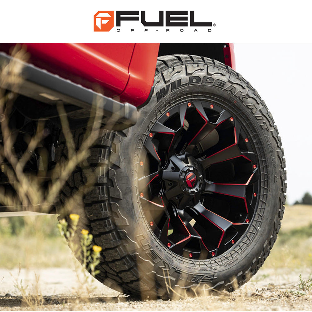 トヨタ ランドクルーザー用 フューエル アサルト 20x9J ET 19 フロント、リア マットブラック レッドミルド ホイール４本セット　Fuel ASSAULT 20X9 6X135/5.5 106.1 MBQ 19MM (消費税、送料込み)